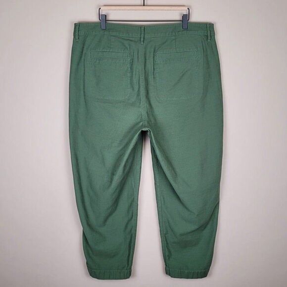 J. Crew Size 18 Cotton Camp Pants High Rise Crop Utility Green - Picture 3 of 10